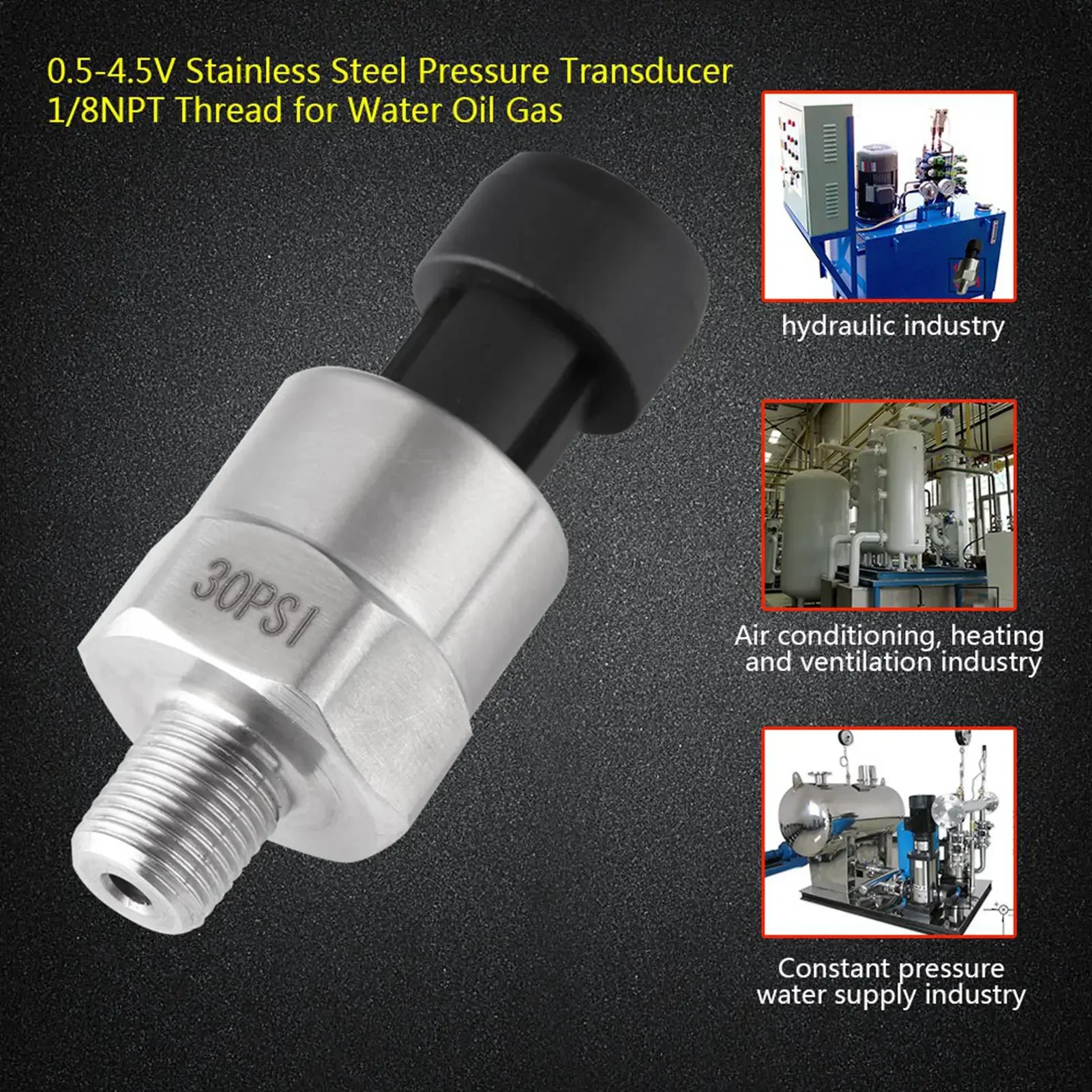 Sensor emisor de transductor de presión de acero inoxidable con rosca 1/8NPT para aceite, combustible, aire, agua, Sensor de presión, transductor de presión