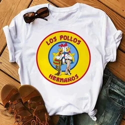 los pollos hermanos summer top clothes male 2022 vintage manga graphic japanese t-shirt streetwear graphic