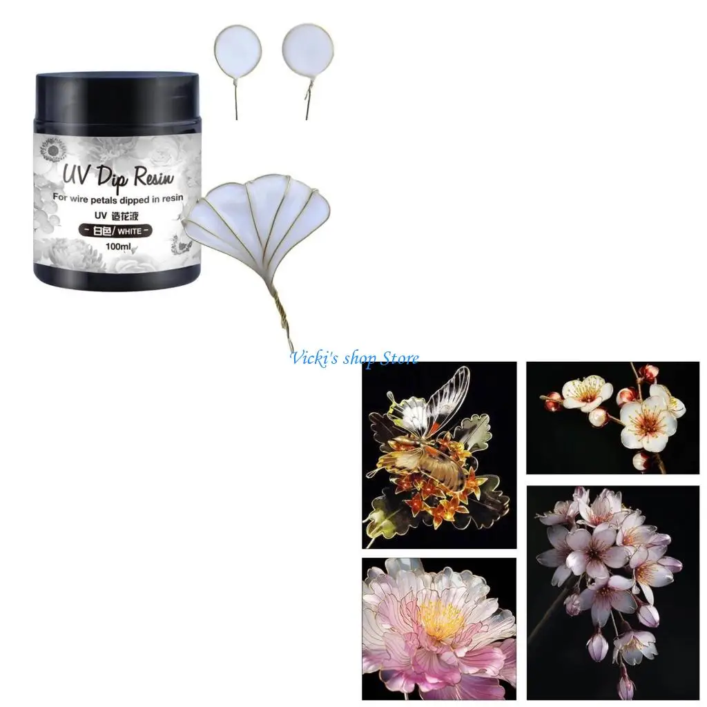 

100ml UV Resin Adhesive DIY Flower Making Clear Transparent DIP Resin Tool