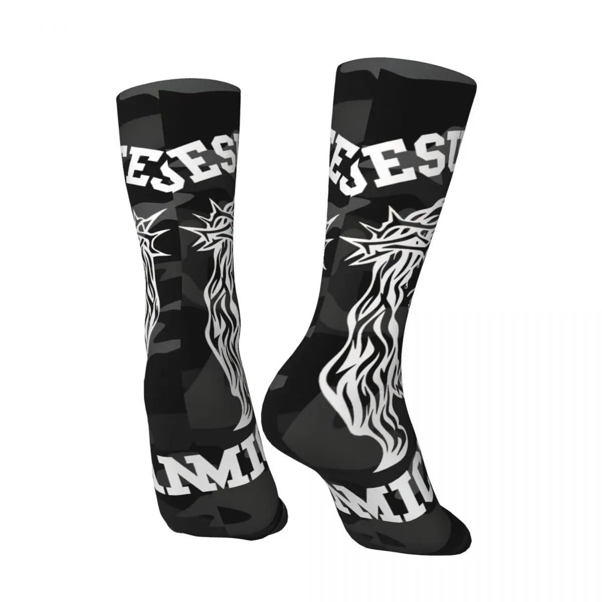 Hip Hop Retro Sign Crazy Men's compression Socks Unisex J-Jesus Harajuku Seamless Printed Funny Novelty Happy Crew Sock Boy Gift