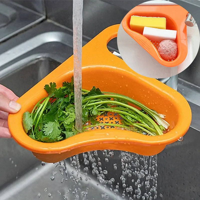 Cesta de drenaje de cisne para cocina, limpieza de verduras, multifuncional, triángulo de piscina, estante de filtro de plástico, escurridor de fregadero, colador barato