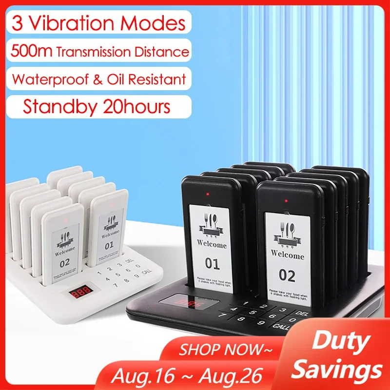Wireless Meal Picker Set Restaurant Ringing And Calling Device Waiting Queuing Number Calling System 1 Transmitter + 10 Receiver
