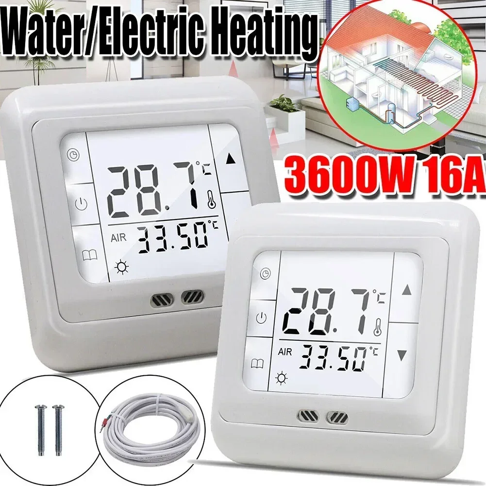 Digital Floor Thermostat Touchscreen Underfloor Heating Room Controller 6 Daily Period Programmable Setting