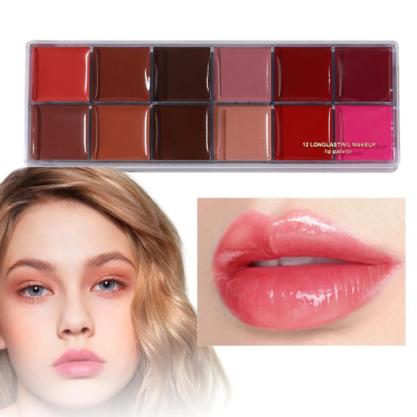 Color Lip Palette Lip Gloss Lipstick Jell Ylip Gloss Palette Lipstick Lip Glaze Tonedd Lip gross Plate Red Lip Glaze Palette