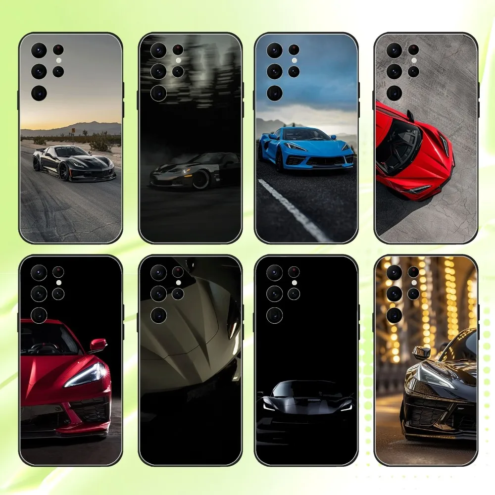 

C-CorvetteS C8 C6 Cars Phone Case For Samsung S 25,24,23,22,30,21,10,9,Ultra,Plus,Lite,FE,4,5G Black Soft Case