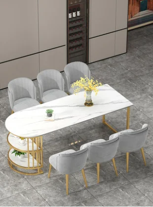 

Slate dining table and chair combination household small apartment marble dining table negotiation table