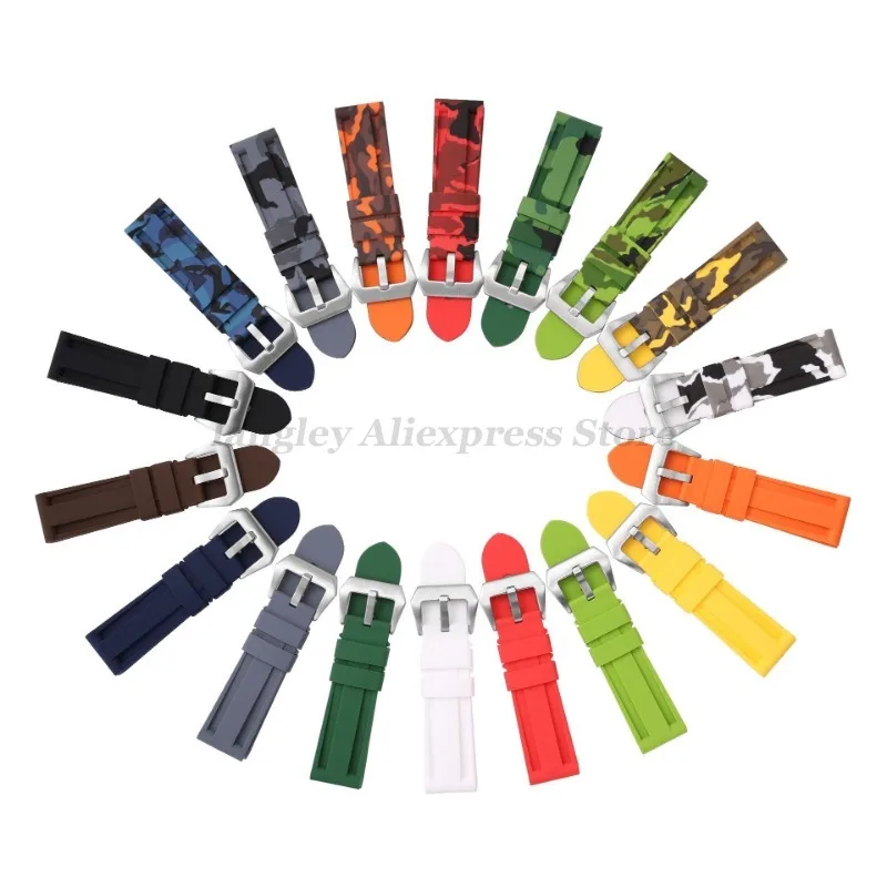 Camouflage Silicone Strap For Panerai Band 20mm 22mm 24mm 26mm Rubber Men Sport Wristband for Omega for Seiko Universal Bracelet