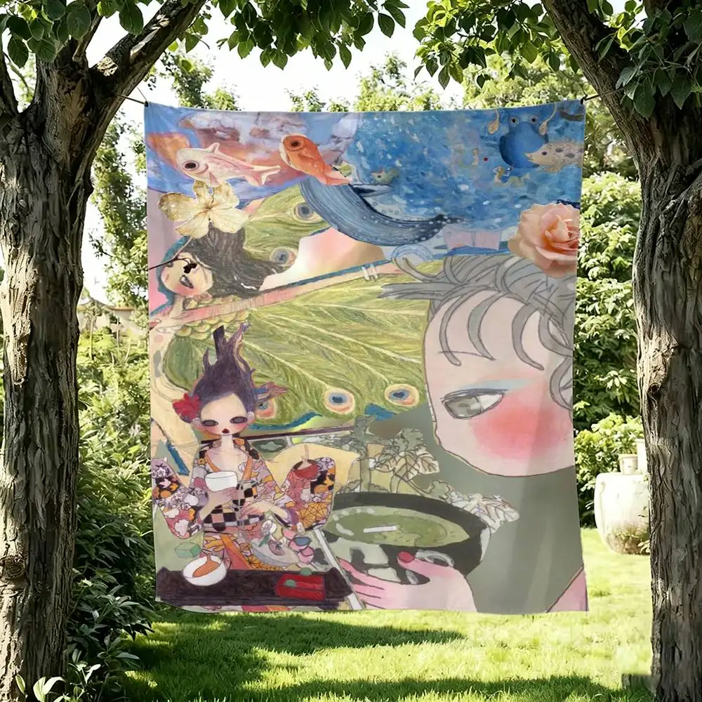 POP ART A-Aya Takano Flags Wall Hanging Background Art Banner for Bedroom Home Outdoor Decor 3