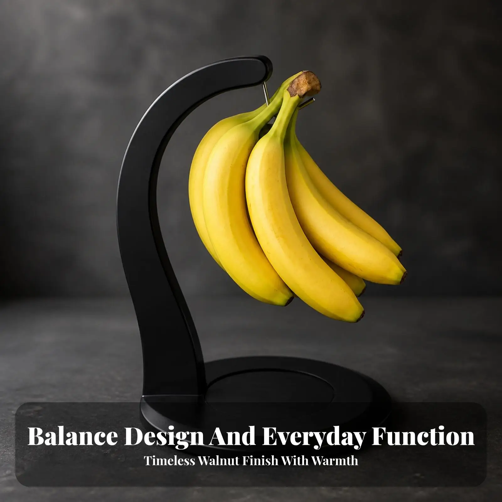 Freestanding Banana Hanger with Hook Compact Wooden Banana Holder with Base