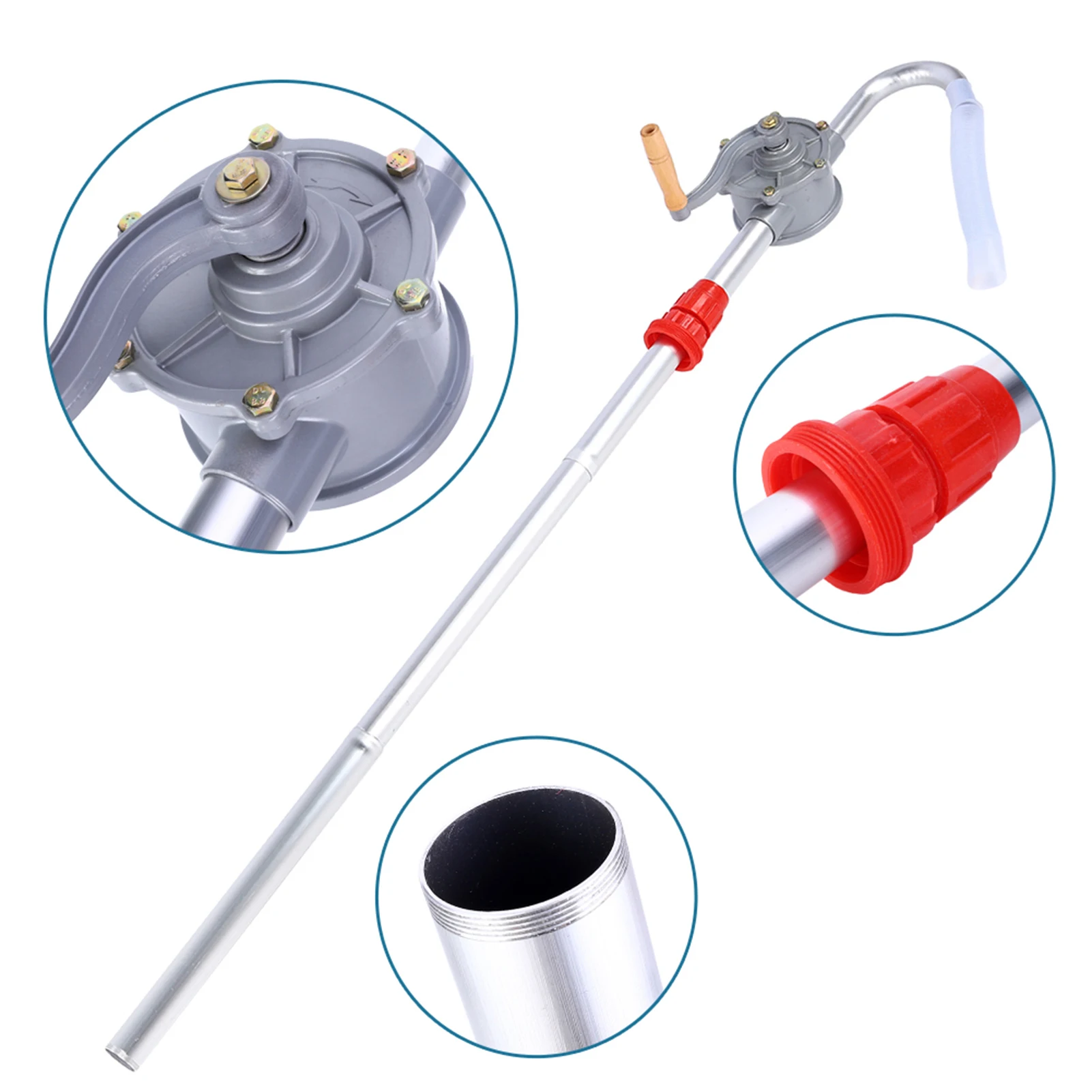 Aluminum Alloy Rotary Hand Crank Oil Barrel Drum Pump Pumping Diesel Fuel Barrel Pump Rotary Oil Pump Hand Oil Pump Drum Pump