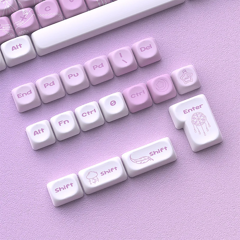 Keycap Features Spot Cross-border pink keycap Five-sided hot sublimation MOA height Small full set of 120 + key PBT
