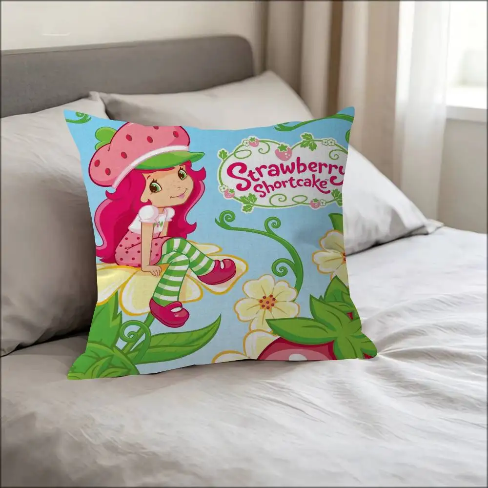 Cute girl S-Strawberry S-Shortcake  Cushion Cover Pillowcase Upholstery Sofa Throw Pillow Home Decor Pillowcas