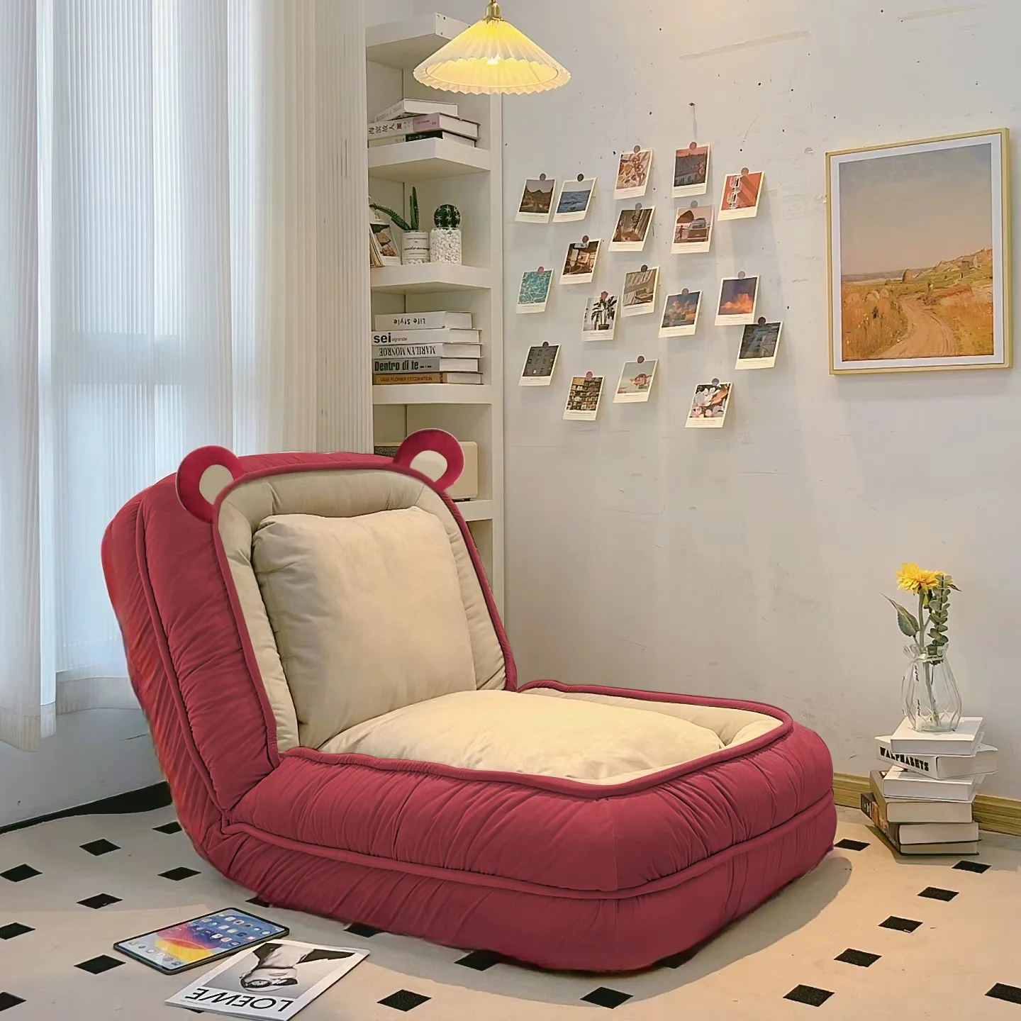 Contemporary Single Sofa for Humans Dogs Modern Fabric Nest with Lazy Style Foldable Inflatable for Bedroom Balcony Lying Down