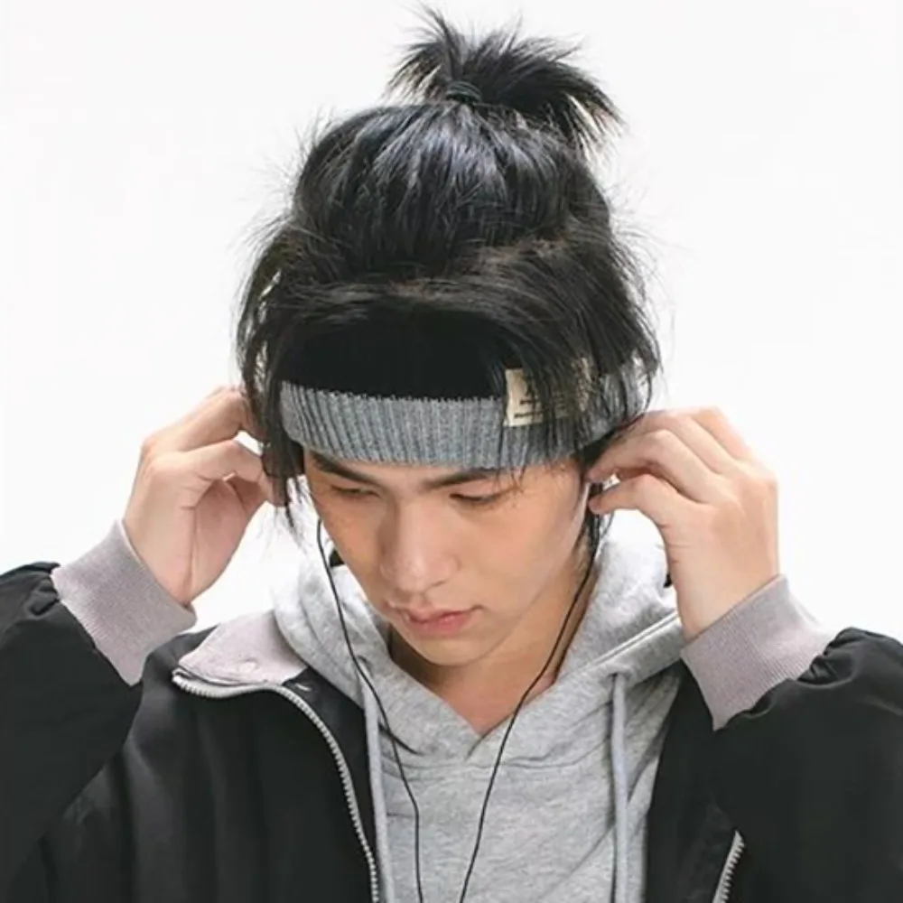 

Simple Stretchy Knitted Headband Woolen Yarn Soft Workout Headband Wide Letter Contrast Color Headwrap Boys