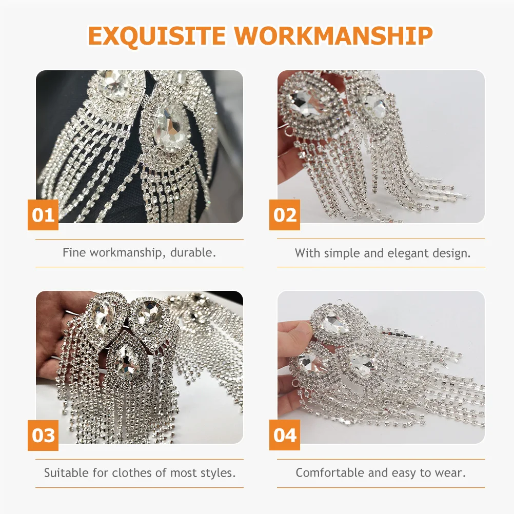 

Crystal Tassel Epaulet Acrylic Metal Shoulder Jewelry Arm Decoration Elegant Style Shoulder Epaulettes Women Epaulettes