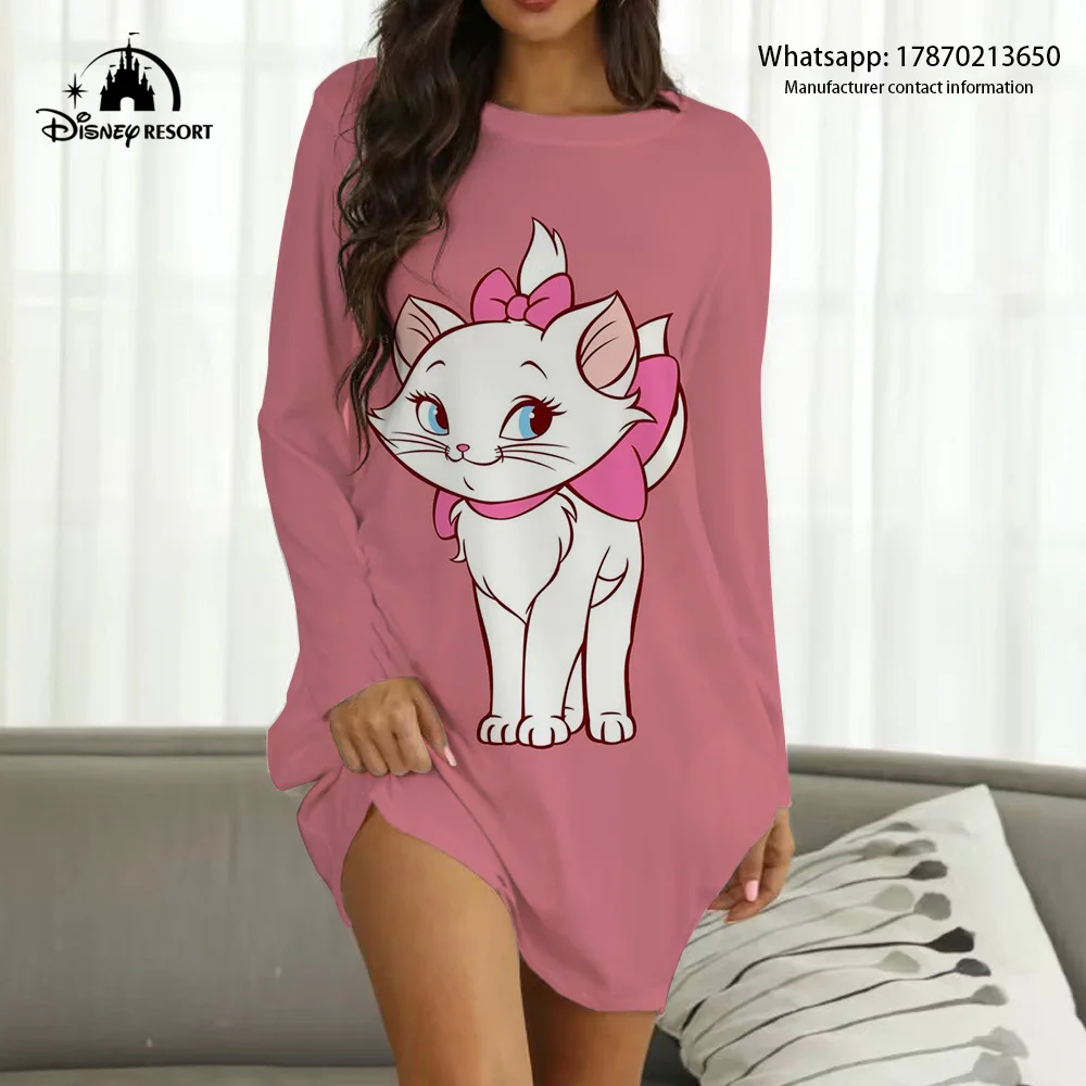 

2022 New Disney Brand Mary Cat Cartoon Print Hot Sale Sweetheart Women's Clothing Autumn Fashion Casual Bohemian Homewear Y2K