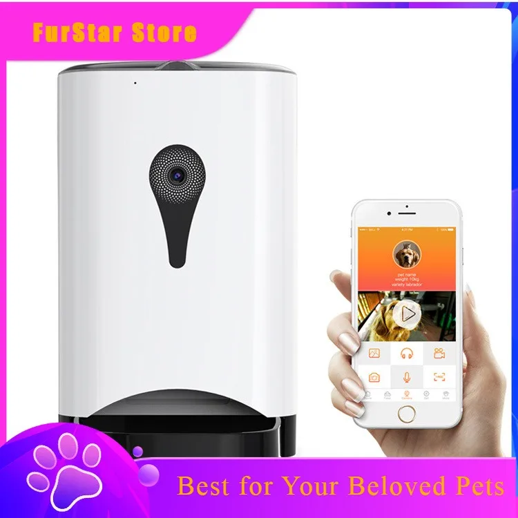FurStar4.5L Pet Feeder Wifi Remote Control Fashion Smart Automatic Pet Feeder Dogs Cat Food Rechargeable With Video Monitor
