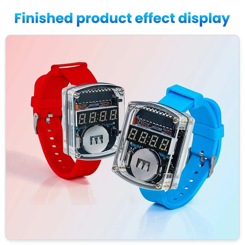 LED DIY Electronic Watch Kit Digital Tube Clock Accessories Soldering Assembly Electronic Silicone Watch