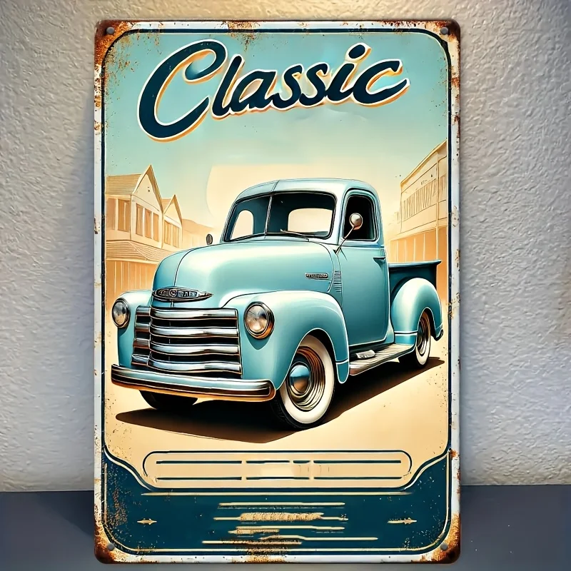 Room Decor  Vintage Classic Car Metal Tin Sign, , Iron,  Printing, Retro Wall Art for Kitchen, Dining Room, Bar, Man Cave, Ga