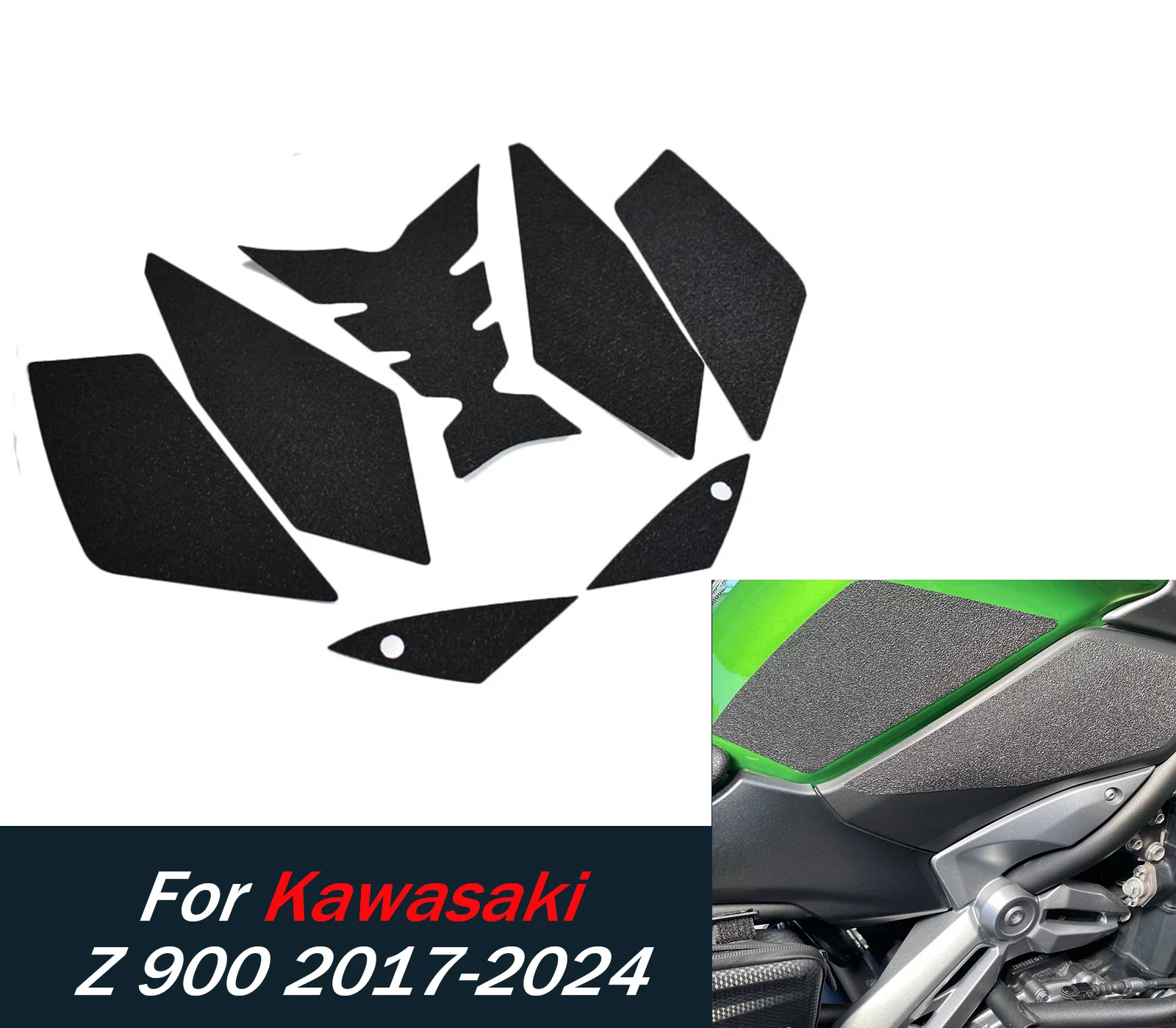 

﻿ Motorcycle Anti-Slip Fuel Protecto Sticker For Kawasaki Z900 Tank Pad 2017-2024 Knee Grip Oil Cover Sticker Anti Scratch Pad