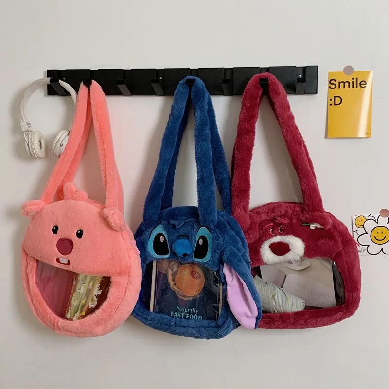 Disney Lilo i Stich pluszowa torba o dużej pojemności prosta, wysokiej jakości moda okrągła lalka z kreskówek przezroczysta torebka typu Jelly Bag