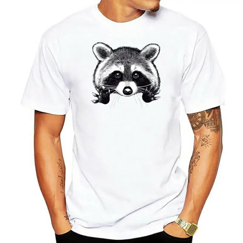 Little Dork Raccoon Mens Custom Tops Shirt Pure Cotton Short Sleeve Birthday Tops & Tees O-Neck Blue T Shirt 3D Digital Print