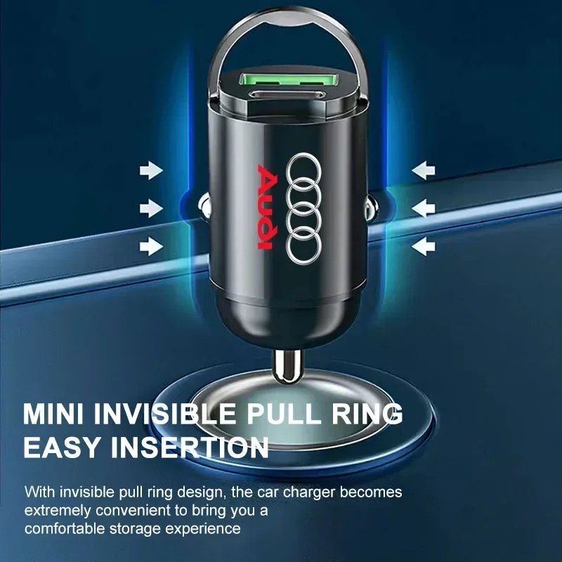 1Pcs Car Charger USB Type-C Fast Charging Adapter For Audi sline TT Q2 Q3 Q5 Q7 Q8 A3 A4 A5 A6 A7 R8 B5 B6 B7 B8 C5 C6 C7 V8 - view 5