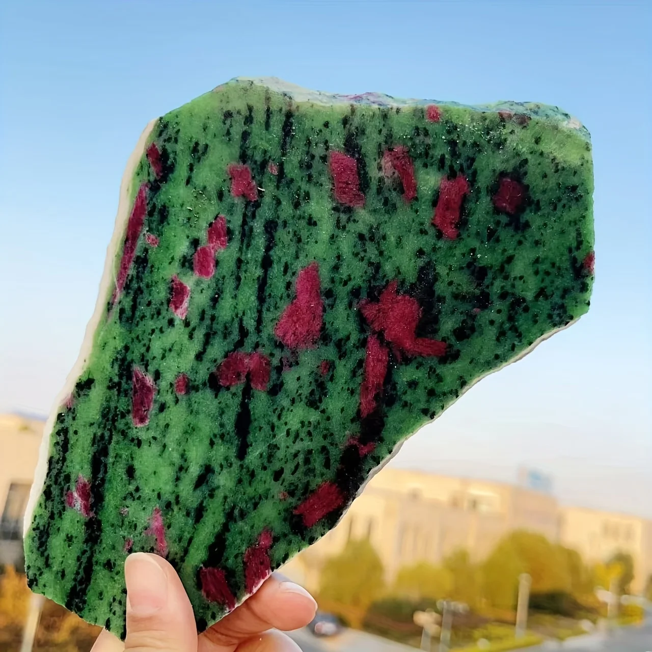 1pc Polished Natural Epidote Zoisite Stone Slabs Red Zoisite Crystal Slice for Home Decoration DIY Jewelry Ideal Gift