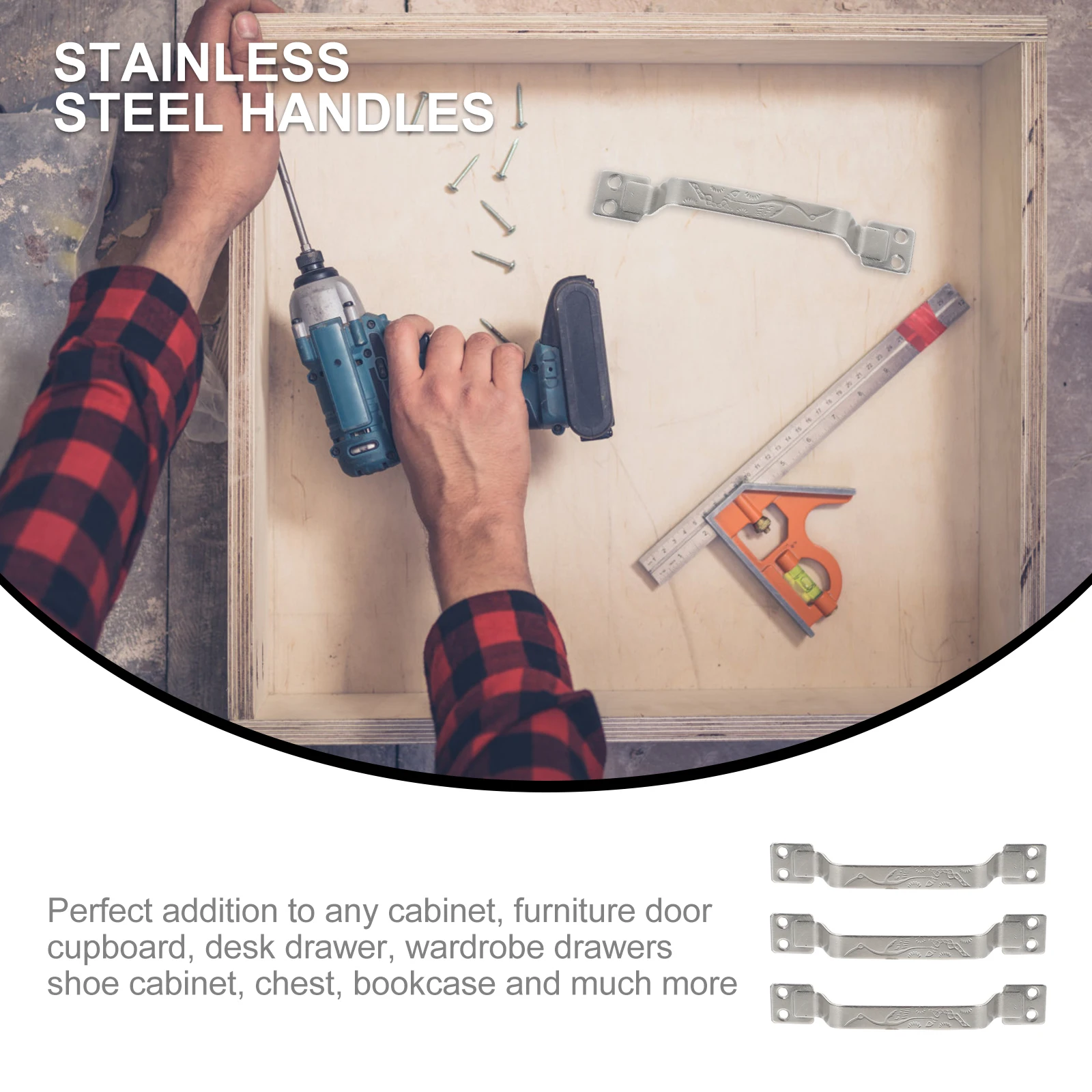 

3pcs Stainless Steel Cabinet Handles Modern Drawer Pulls For Kitchen Bathroom Wardrobe Cupboard Furniture Silver