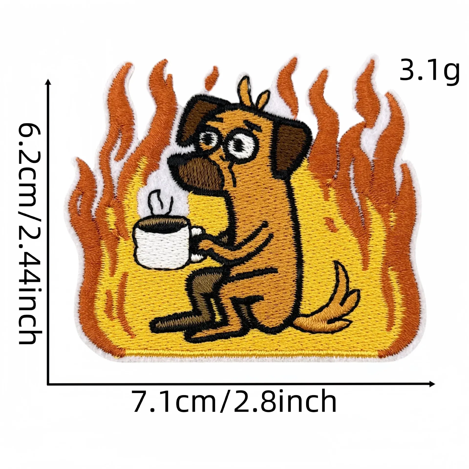 漫画クリエイティブ炎動物刺繍パッチアクセサリー小型犬カエル DIY 屋外キャンプ服刺繍パッチ;