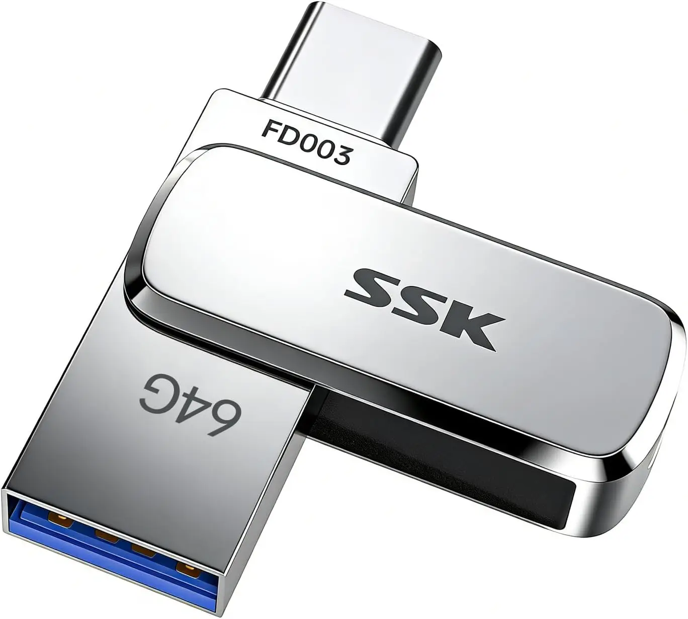 

64GB Dual USB Flash Drive USB-C & USB-A 3.2, 240MB/s, Water/Dust/Drop Proof, for iPhone 15/16 Pro, Android, Windows, OTG