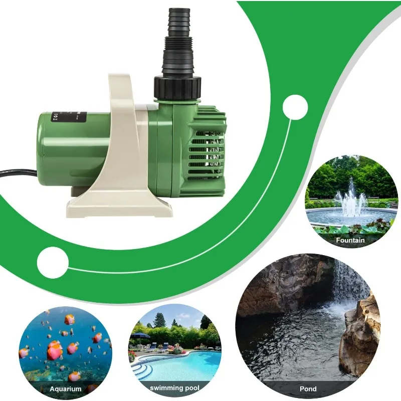 1/10HP Pond Pump1400GPH Submersible Water Pump with 9ft High Lift for Fish Tank, Pet Fountain, Garden, Hydroponic, Statuary