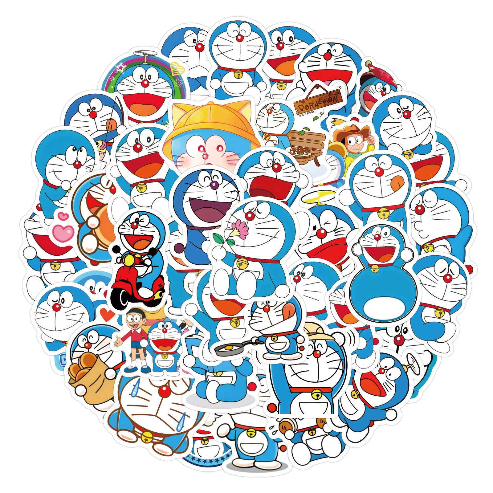 60PCS 로봇 고양이 도라에몽 애니메이션 그래피티 스티커 재미있는 만화 데칼 DIY 여행가방 전화 헬멧 기타 스크랩북 클래식 어린이 장난감