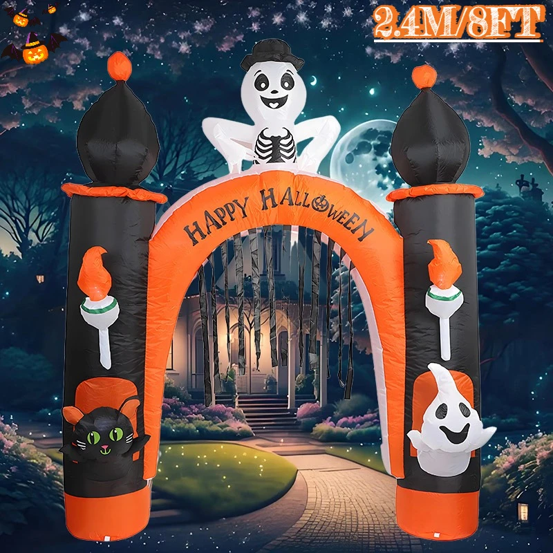 

8FT Outdoor Inflatable Toys Halloween Model Arch Decorations Indoor Prop Built-in LED Light Home Outdoor Garden Party Decor