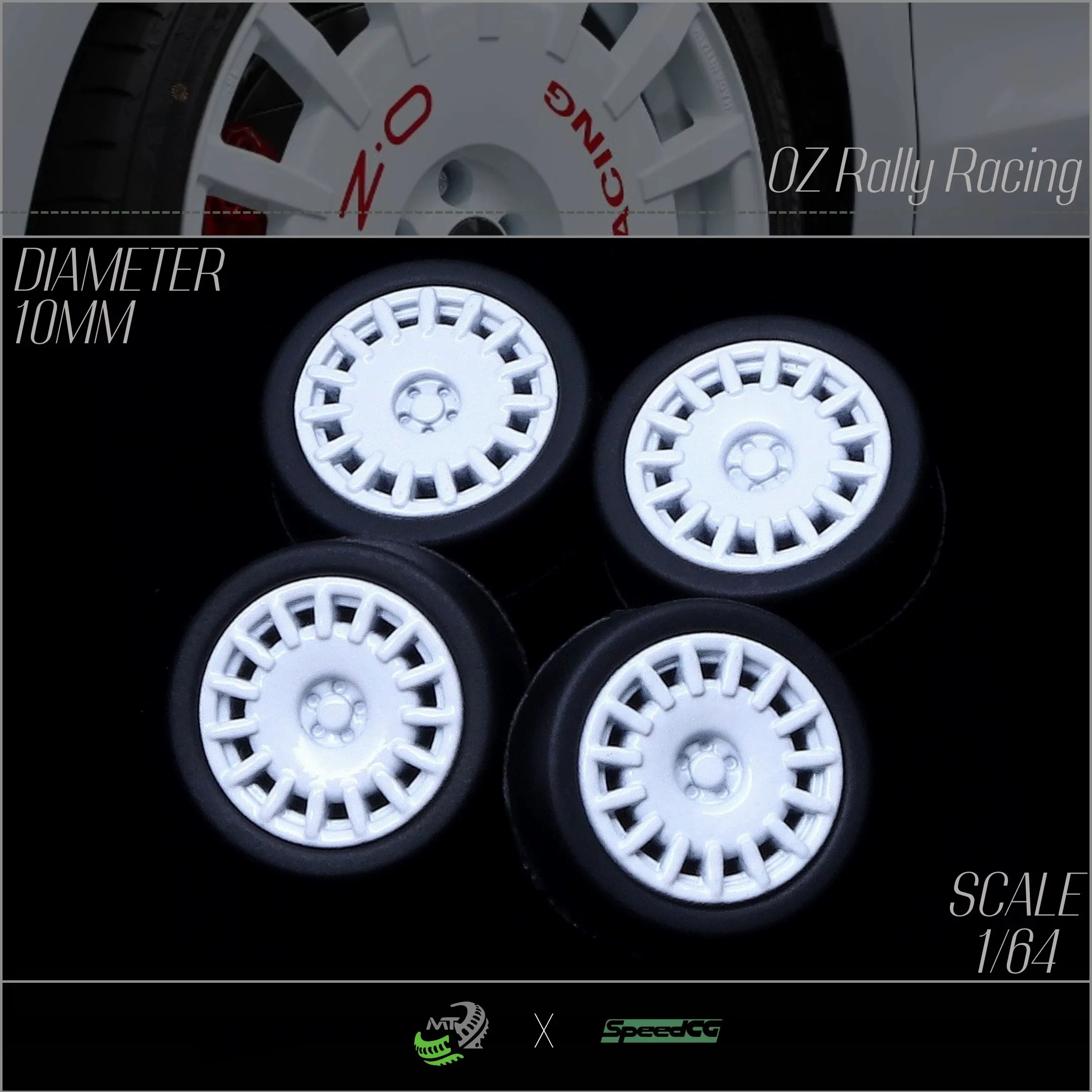 SpeedCG 1:64 Modified Wheel Hub Rubber Tire 10.0mm Suitable for 1/64 Car Model Modification Accessories