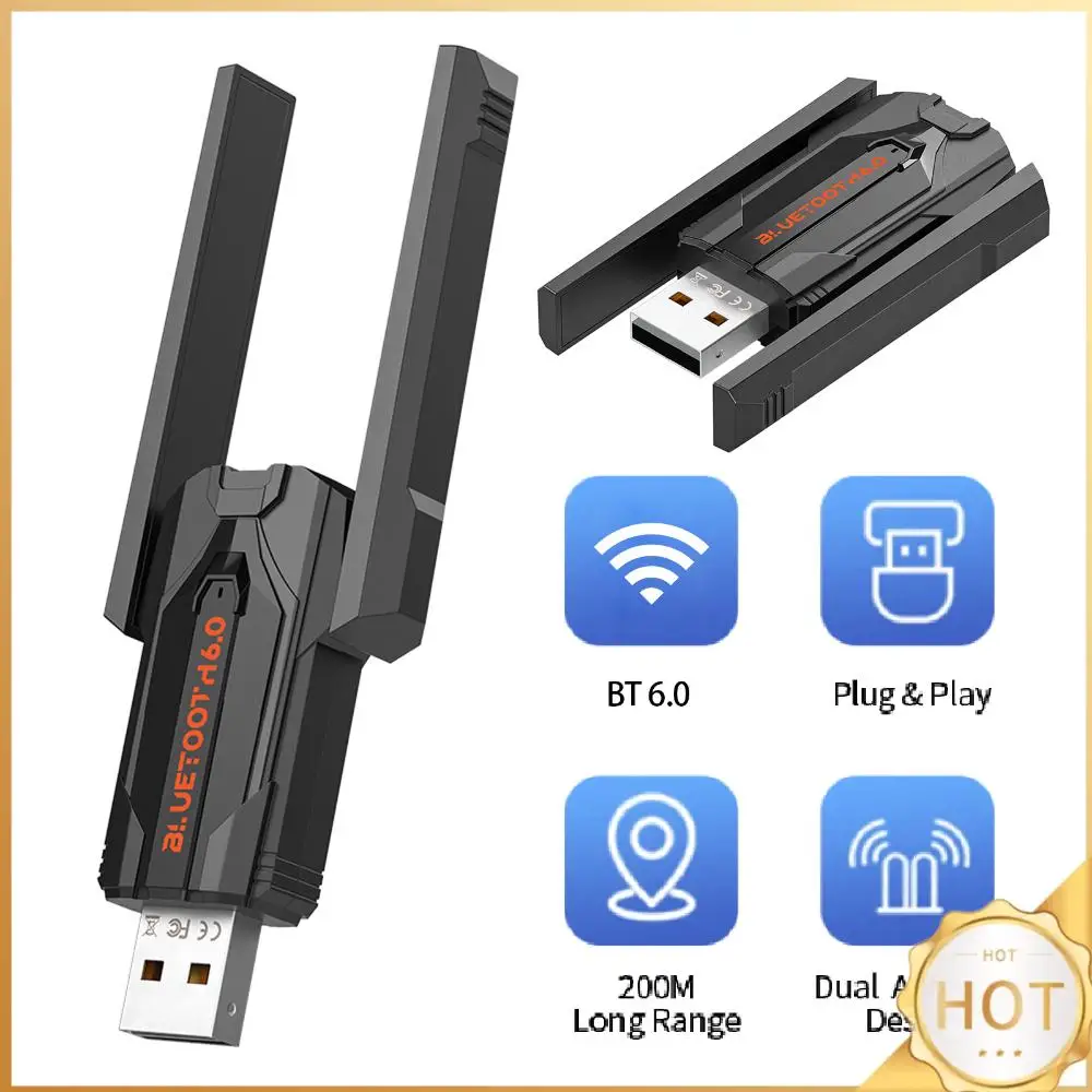 

BT 6.0 Bluetooth-адаптер для ПК: Приемник и передатчик BT без драйверов, одновременное подключение 7 устройств для Windows 11/10/8.1