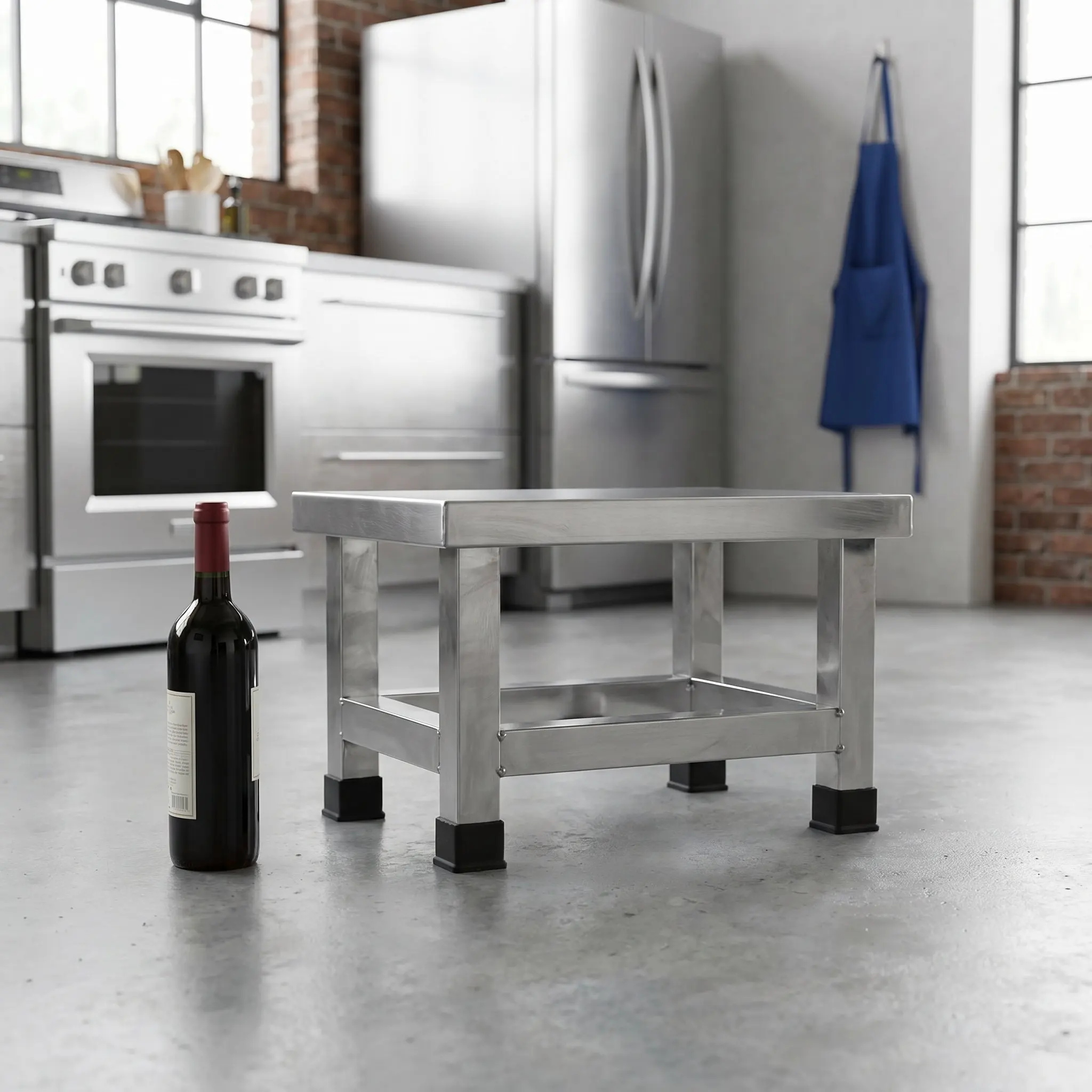 Stainless Steel Bathroom Stool 9.8 Height Waterproof Non-Slip Shower Step Stool Heavy Duty Lab Footrest Kitchen Workshop Bench