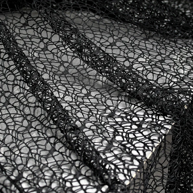 Creative Black White Irregular Fishnet Lace Fabric Mesh Skirt Clothing Handmade Curtain Designer Fabric DIY Sewing