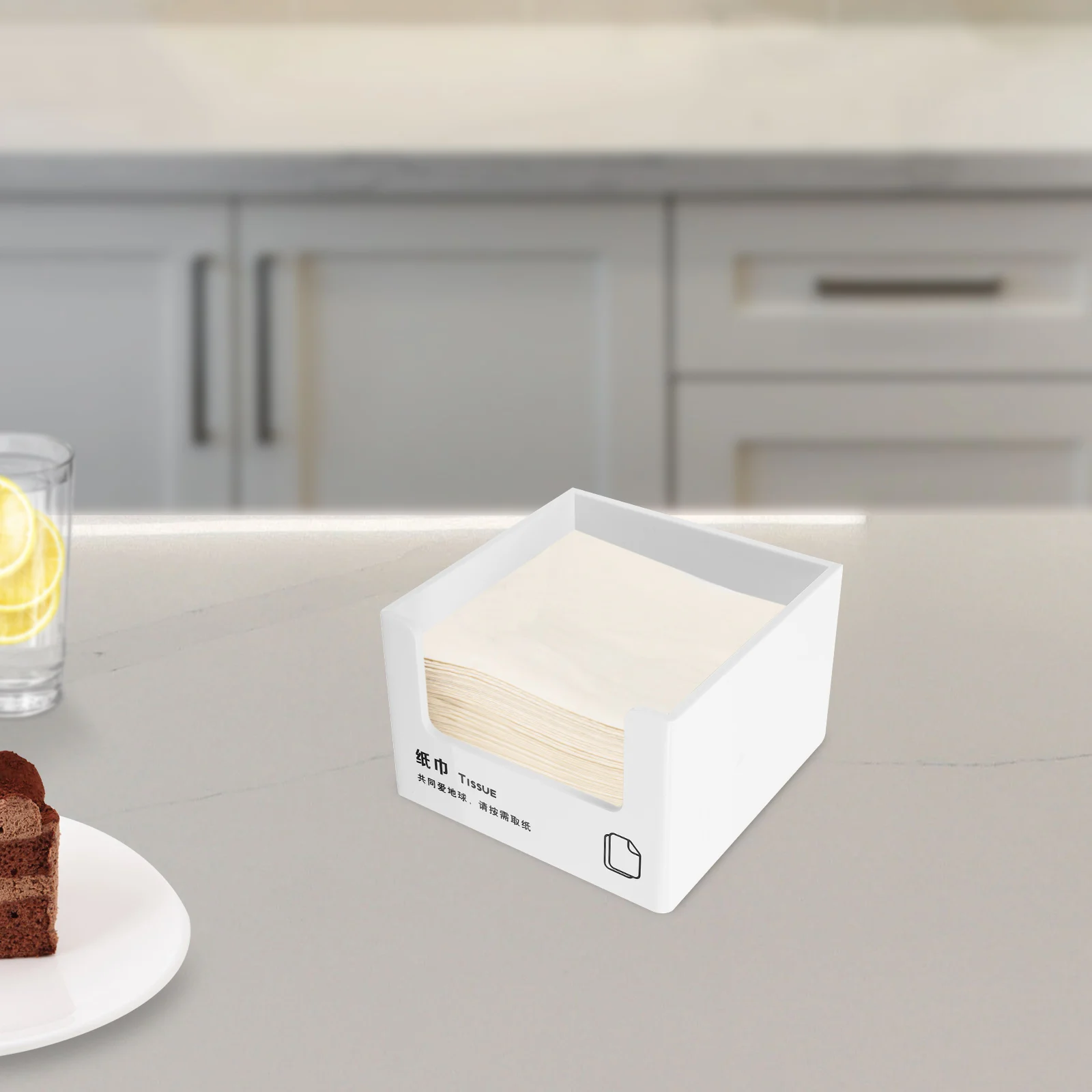 

Sturdy Acrylic Napkin Holder Paper Tissue Storage Dispenser Tabletop Bathroom Kitchen Decorative Organizer Home Hotel Restaurant