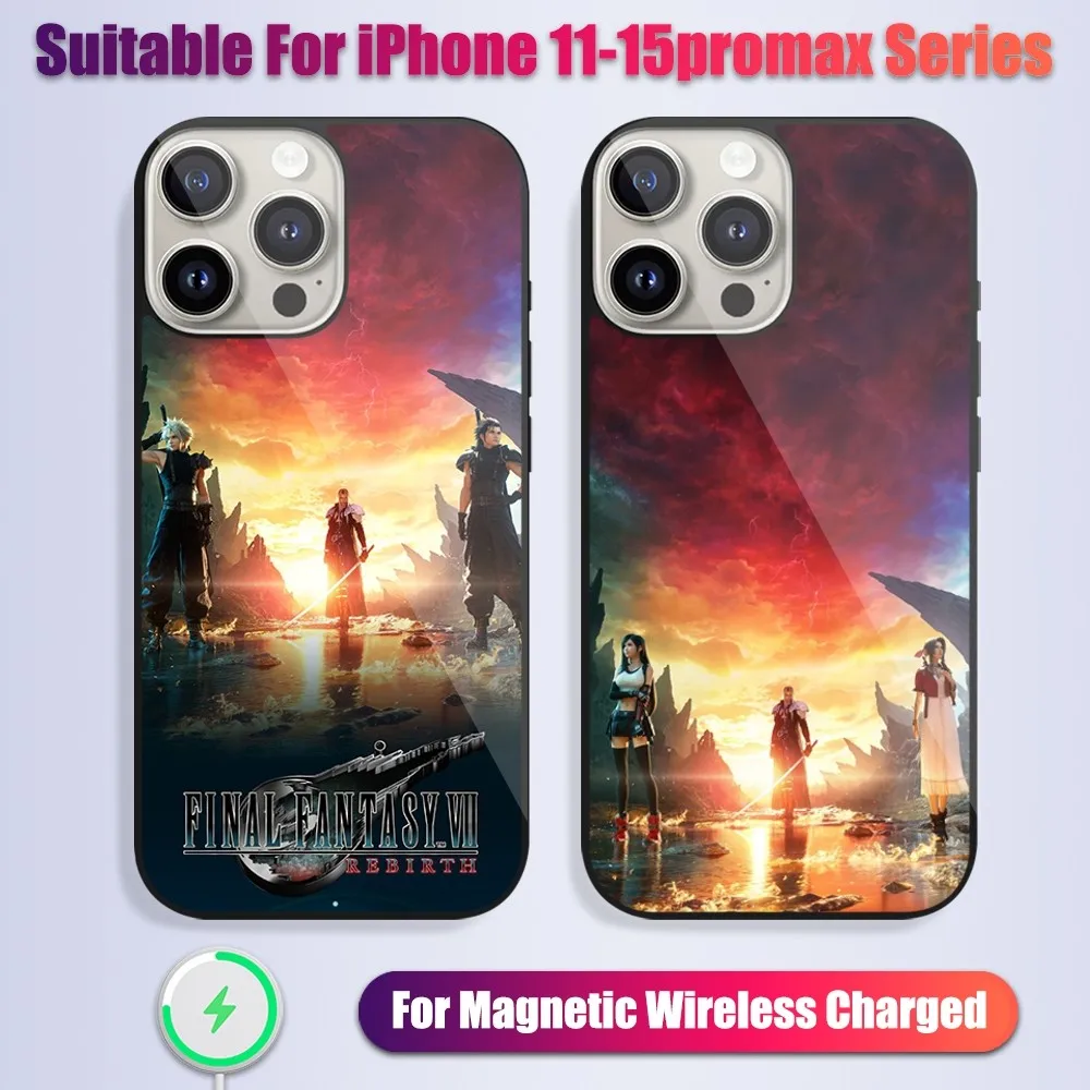 Game Final Fantasy VII Remake 7 Phone Case For iPhone 13 14 15 11 12 Pro Max Plus Wireless Glass Charging Magsafe Magnetic Shell