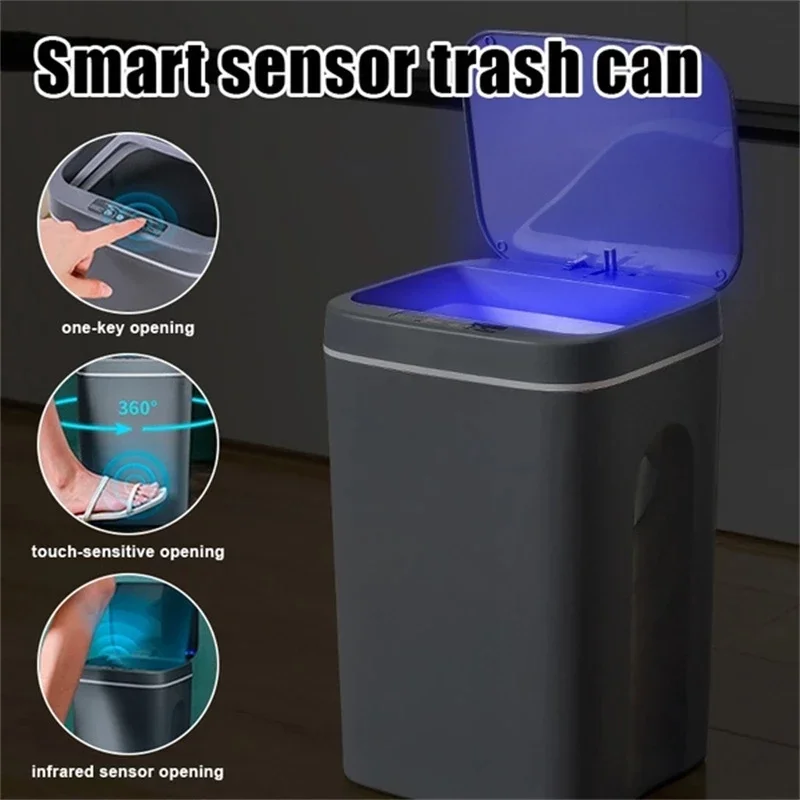 18L Intelligent Induction Trash Can Automatic Multi-function Electric Touch Storage Bucket Home  Kitchen Toilet Trash Can Gifts