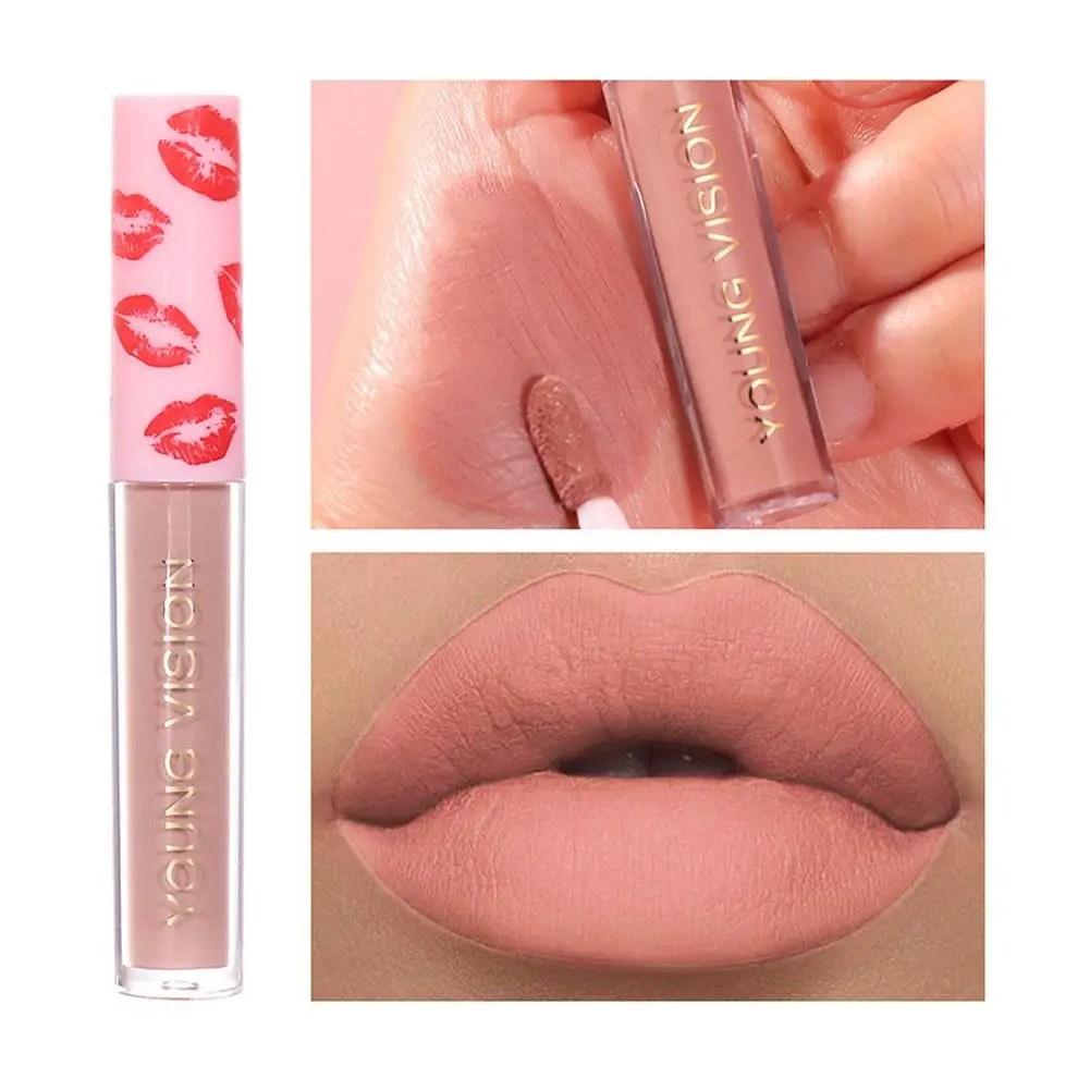 Sexy Red Lips Matte Lip Gloss Non-stick Cup Whitening Red/nude Apricot 12 Colors New 1ml Color Retro Lip Matte Gloss Atmosp V5N8