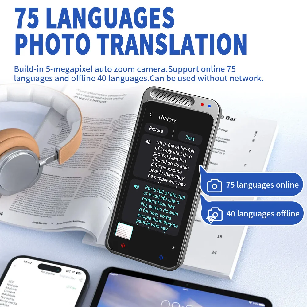 Vormor Z6 Portable Translator Wifi Bluetooth 138 Language Smart