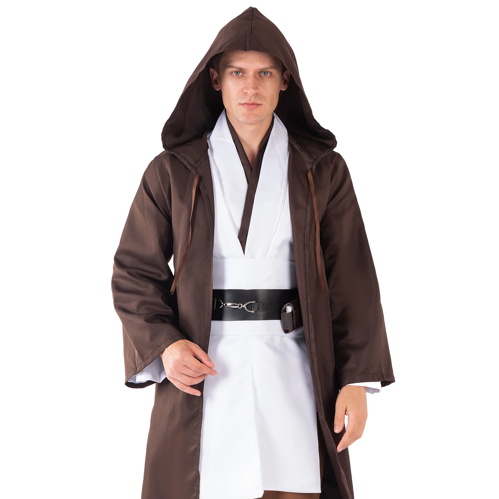 Adult Men Cosplay Costume Movie Character Outfits Jedi Knight Tunic Robe Hooded Cloak Full Set Clothing Halloween Party Suit