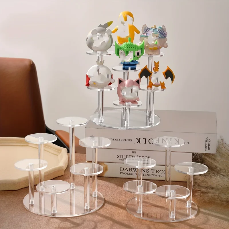 

3-5Tier Round Display Stand Multilevel Acrylic Risers Clear Display Tower Jewelry Display Stands for Rings Earrings Dolls