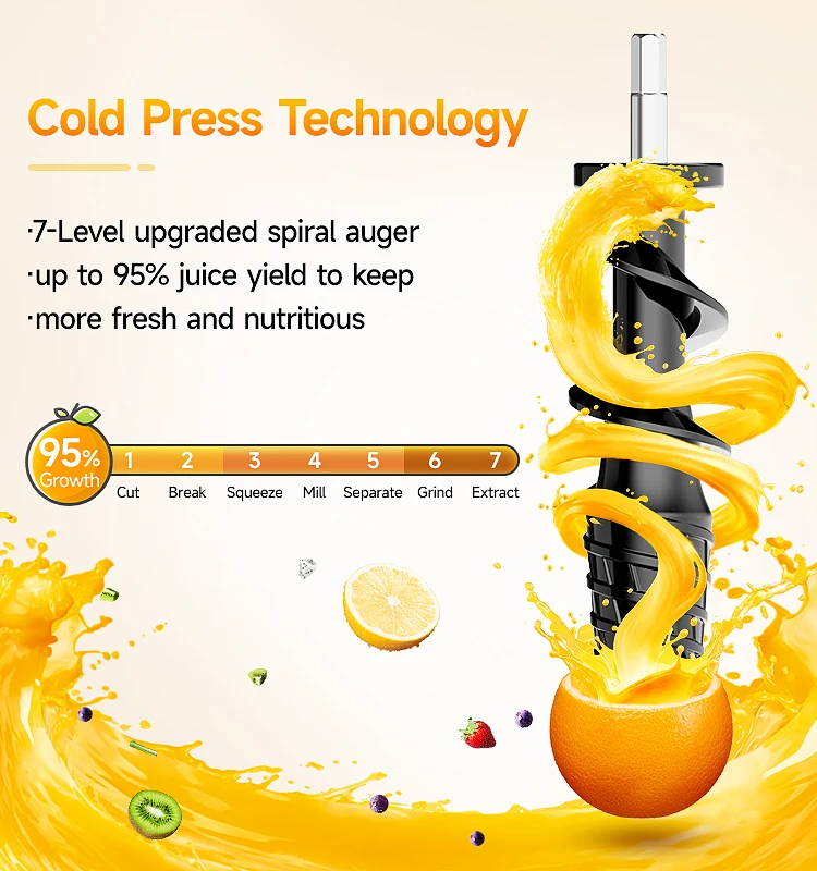 Venda quente espremedor lento imprensa fria smoothie cítrico fole espremedor de frutas extratores máquina 200w espremedor lento com bpa livre