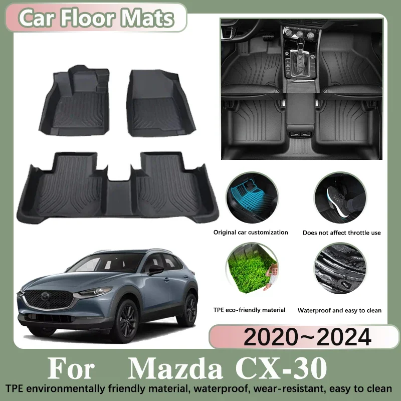 Car Floor Mat for Mazda CX 30 Accessories 2023 2020~2024 CX30 Auto Foot Pads Custom Liner Waterproof Covers Car Mats Accessories