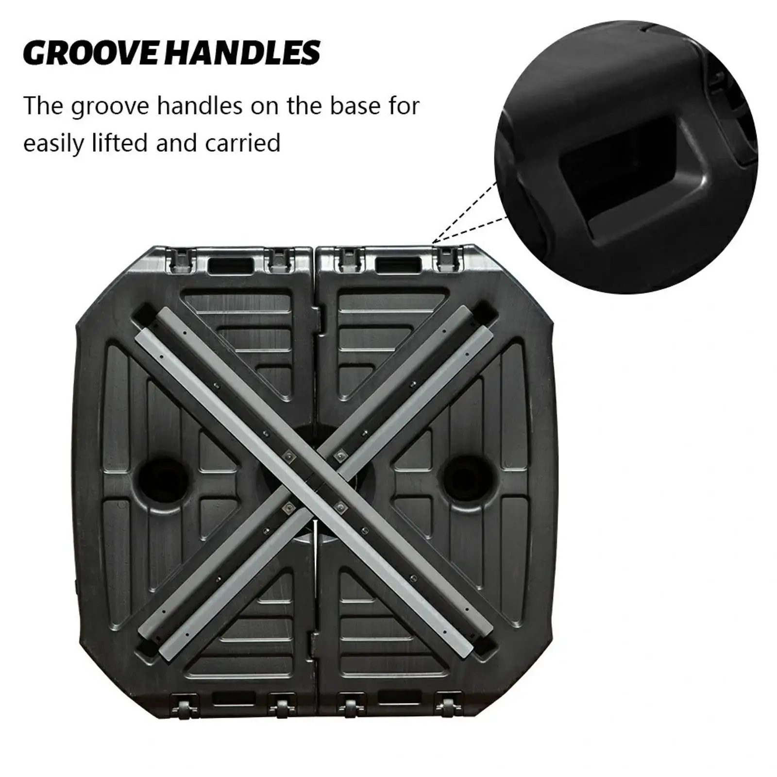 

Patio Umbrella Base with Wheels Large Capacity Refillable Water Sand Holder for Outdoor Sun Umbrella Support