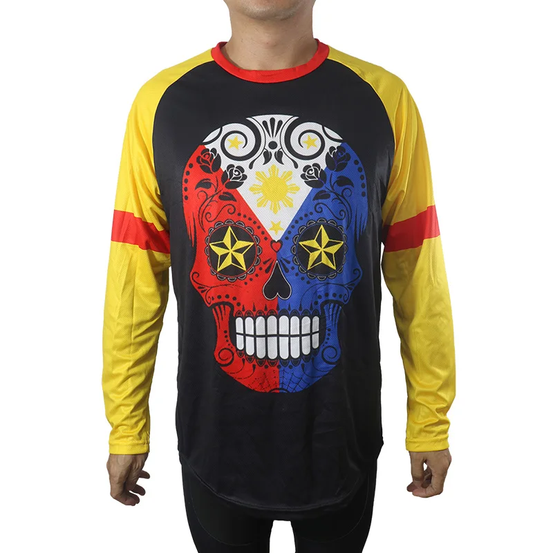 

Long Sleeve Cycling Jersey for Men, Motocross Shirt, Bicycle Clothes, Off Road, MTB, Downhill, Skull Top, Outdoor, Philippines