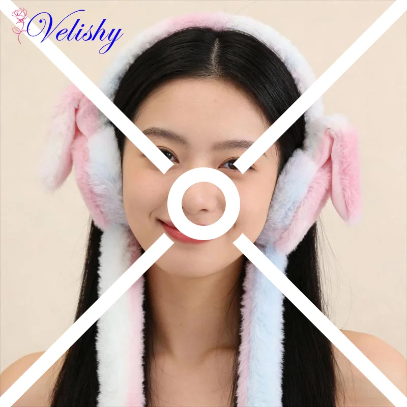 Moving Rabbit Ears Plush Earmuffs - Unisex Warm Ear Warmers For Men Women Kids, Popular Online Style Winter Cold-Proof Ear Cover